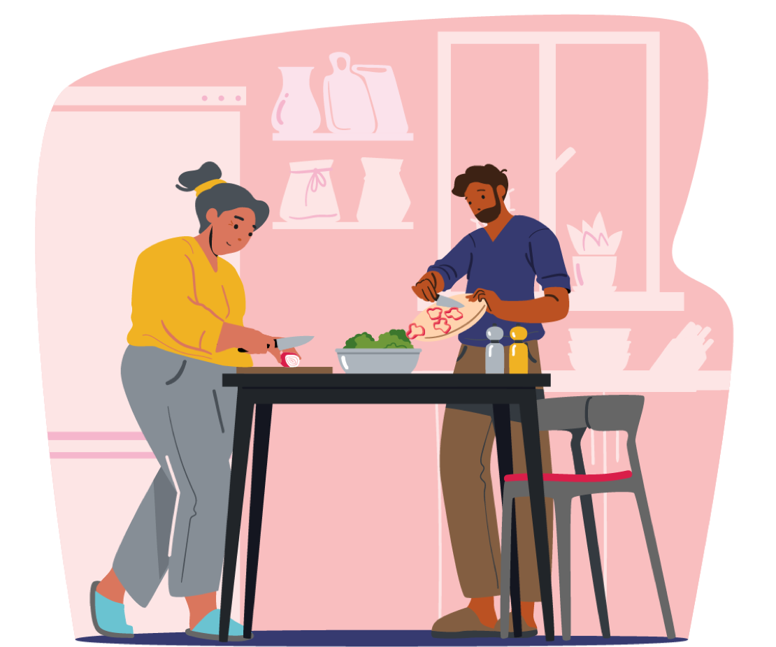 Image of patient cooking at home 