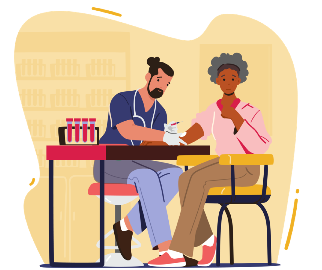 Image of doctor performing blood test on patients arm 