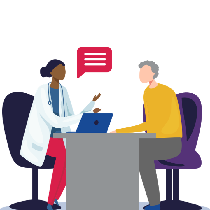 Image of patient and doctor in consultation room 