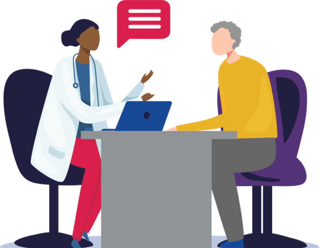 Image of patient and doctor in consultation room 